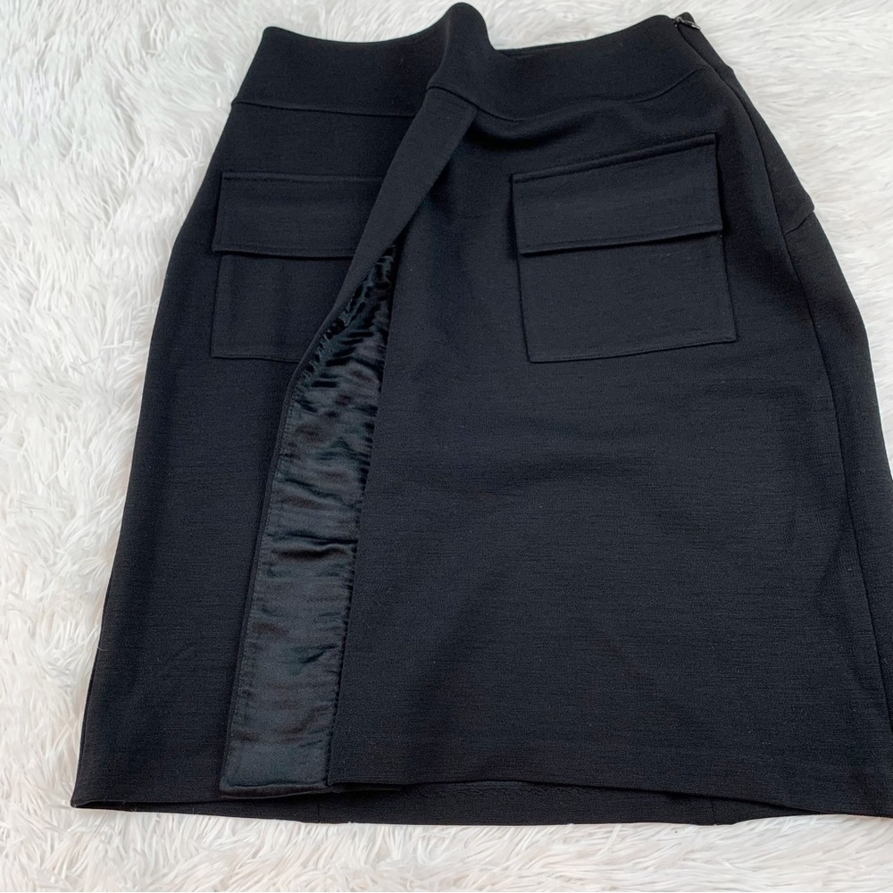 Diane Von Furstenberg black high rise‎ a-line wool skirt with square pockets - Picture 6 of 11